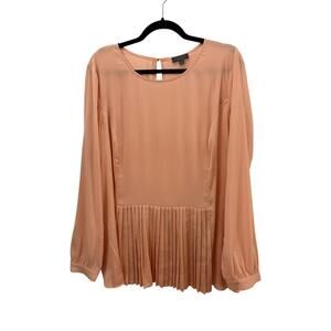 The Limited Champagne Pink Blouse L Long Sleeve Pleated Details FLAW